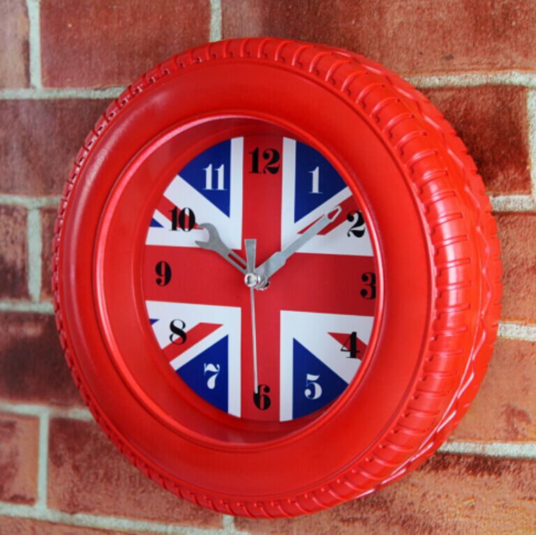 英國國旗輪胎掛鐘（座鐘/鬧鐘） 英國風情時尚掛鐘 復古歐式掛鐘工廠,批發,進口,代購