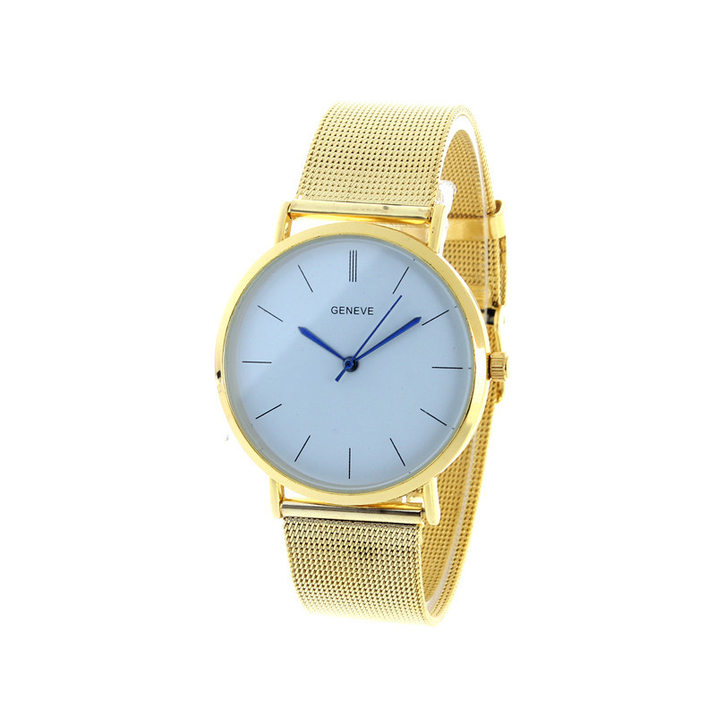 速賣通ebay爆款 GENEVE簡約時尚刻度手錶光麵金網帶石英手錶批發・進口・工廠・代買・代購