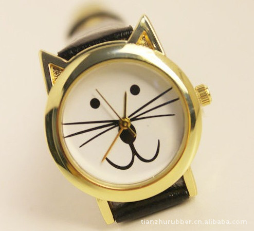 英國ASOS可愛小貓咪細帶復古胡子手錶現貨批發 新款韓國外貿手錶批發・進口・工廠・代買・代購