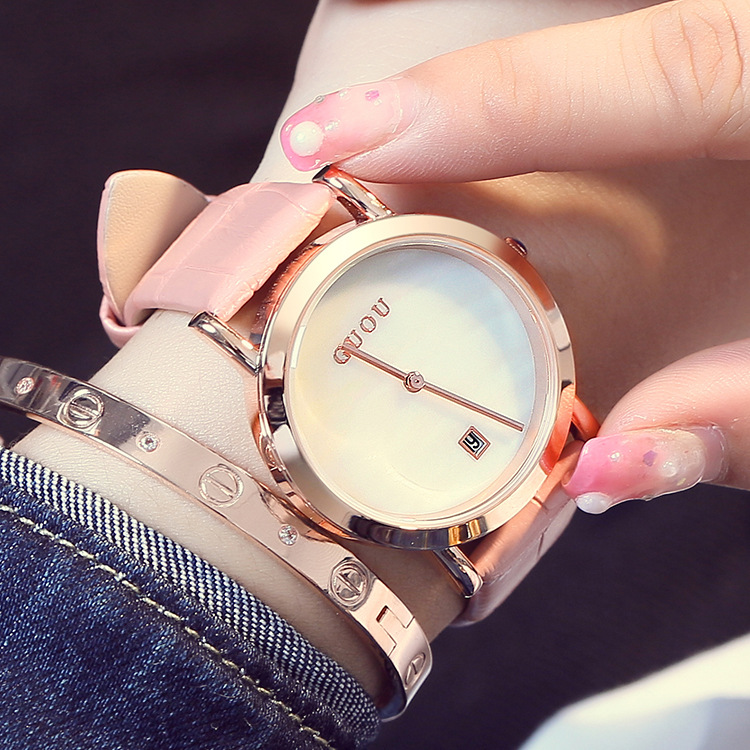 古歐GUOU潮流時尚韓版復古女士氣質精致簡約日歷皮帶手錶8127批發・進口・工廠・代買・代購