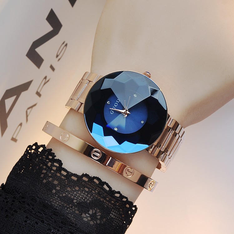 潮牌古歐手錶女士不銹鋼帶 獨特菱形玻璃時裝表奢華耐用時尚女表工廠,批發,進口,代購