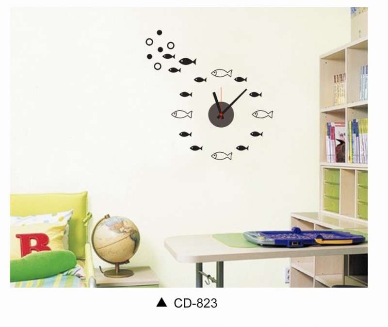 【廠傢直銷】CD823 創意3D CD墻貼掛鐘 DIY立體壁鐘 卡通壁鐘工廠,批發,進口,代購