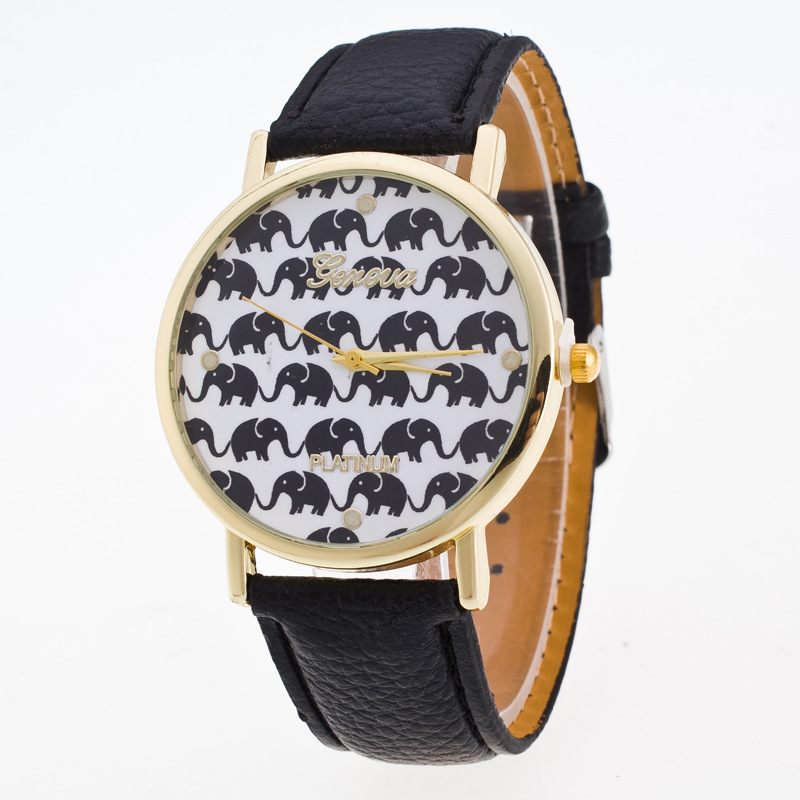 廠傢直銷歐美時尚簡約流行可愛大象日內瓦皮帶手錶學生電子表批發批發・進口・工廠・代買・代購