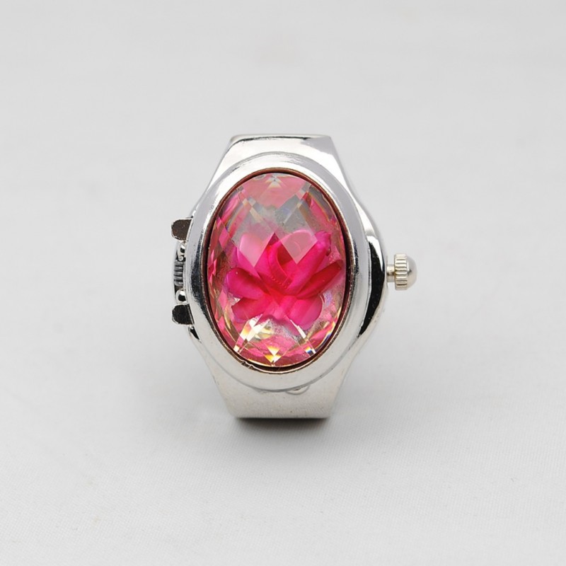 高檔優雅個性戒指表供應精美玫瑰花嵌入寶石手錶獨特戒指表7044工廠,批發,進口,代購