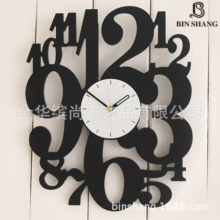 客廳臥室鐘表 韓式現代木質個性時鐘 數字創意掛鐘壁鐘廠傢批發批發・進口・工廠・代買・代購