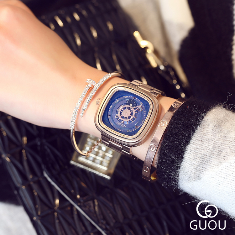 古歐guou新款歐美時尚鋼帶防水手錶日歷個性潮流男女情侶手錶8150工廠,批發,進口,代購