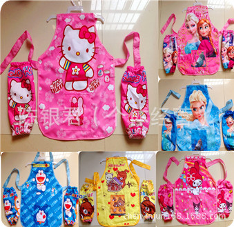 hello Kitty 叮當 冰雪公主 兒童防水圍裙+袖套 防水寶寶畫畫衣工廠,批發,進口,代購