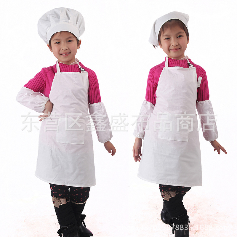 白色純棉兒童廚師服 圍裙套裝 服務員圍裙 定製LOGO一件起批工廠,批發,進口,代購