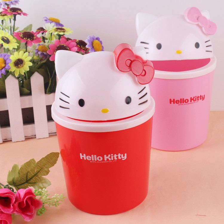 可愛垃圾桶 卡通翻蓋垃圾桶 Hello Kitty 蝴蝶KT貓雜物桶 收納桶工廠,批發,進口,代購