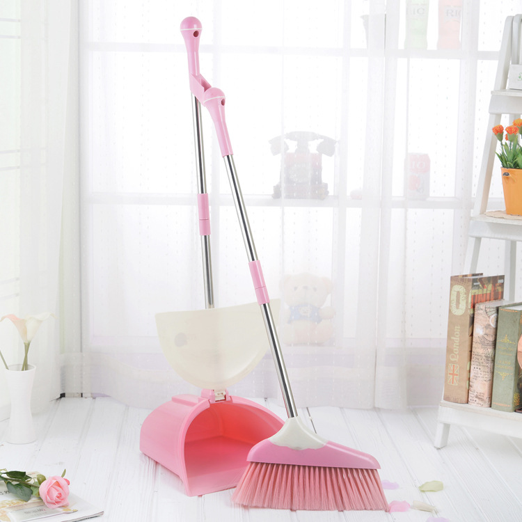 全防風掃把簸箕套裝組合 粉紅色塑料保潔清潔工具 畚箕小掃把掃帚工廠,批發,進口,代購