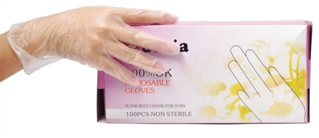 橡膠手套透明乳膠美容美發PVC醫用手套 60個無粉無味橡膠手套批發・進口・工廠・代買・代購