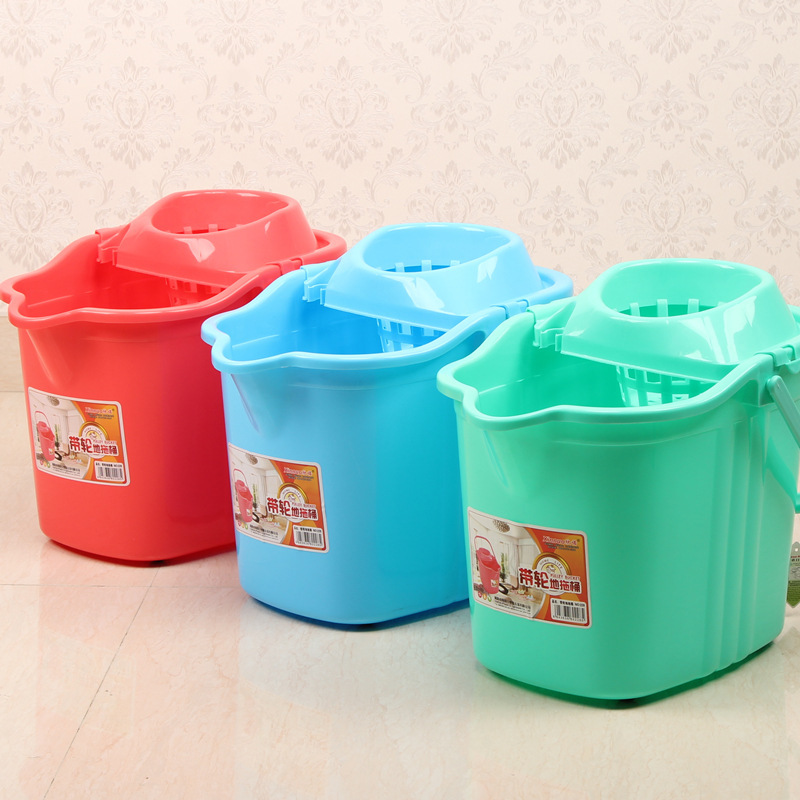 新款彩色拖把桶 擠水桶 洗拖把桶 帶輪塑料大號加厚拖佈地拖桶工廠,批發,進口,代購