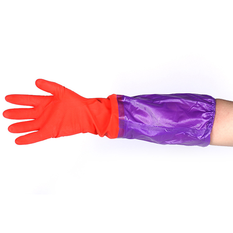 新奇特創意保暖乳膠手套 加長加厚高級護手 紅色乳膠手套紫袖橡膠批發・進口・工廠・代買・代購