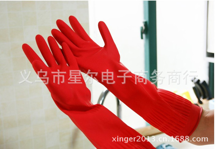 加長PU橡膠手套 洗衣服手套  多功能加長光裡傢用橡膠手套100g批發・進口・工廠・代買・代購