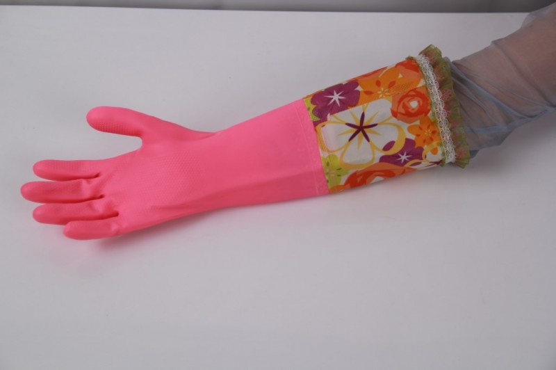 聖亮 2016年新款韓版PU粉色花袖蕾絲邊洗衣服洗碗傢用手套工廠,批發,進口,代購