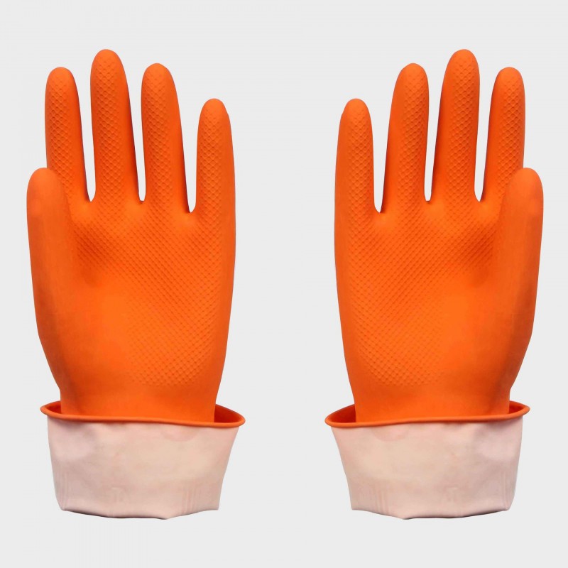 飛鵝佳品 薄款橘黃色傢用洗碗浸絨乳膠手套工廠,批發,進口,代購