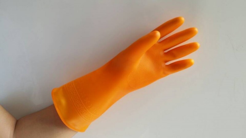PVC 粉色紫色 乳白色 橘色傢用洗碗防護耐酸耐堿安全乳膠手套。工廠,批發,進口,代購