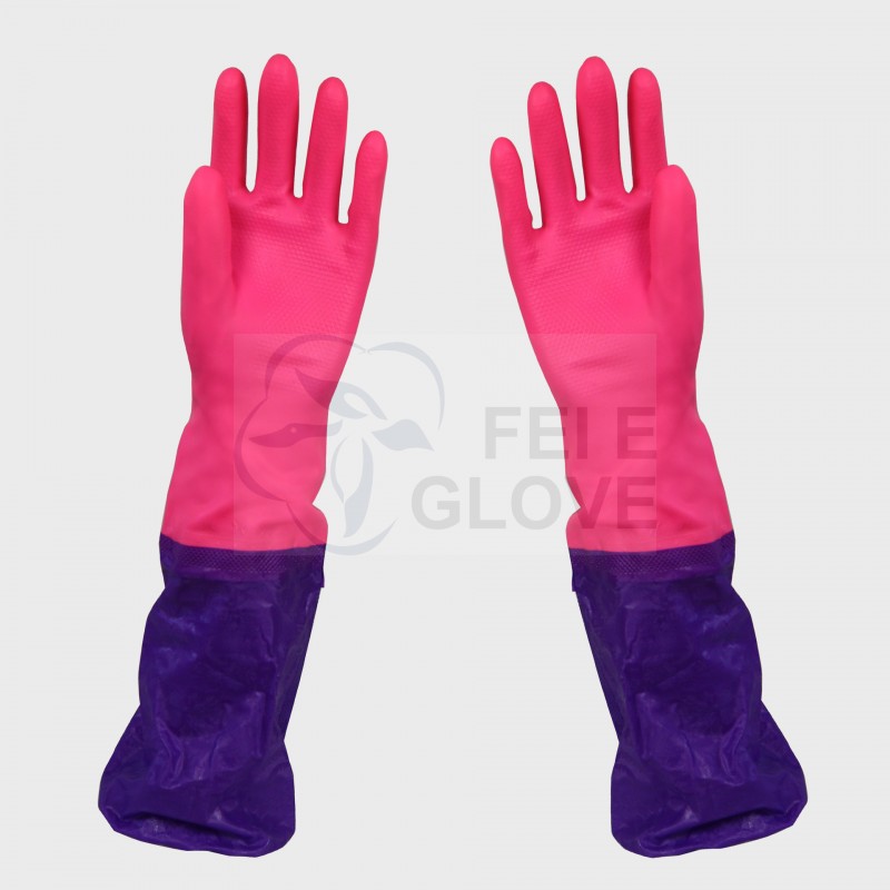 飛鵝之星外貿手套粉色花袖手套 傢用保暖洗衣PU PVC新手套工廠,批發,進口,代購