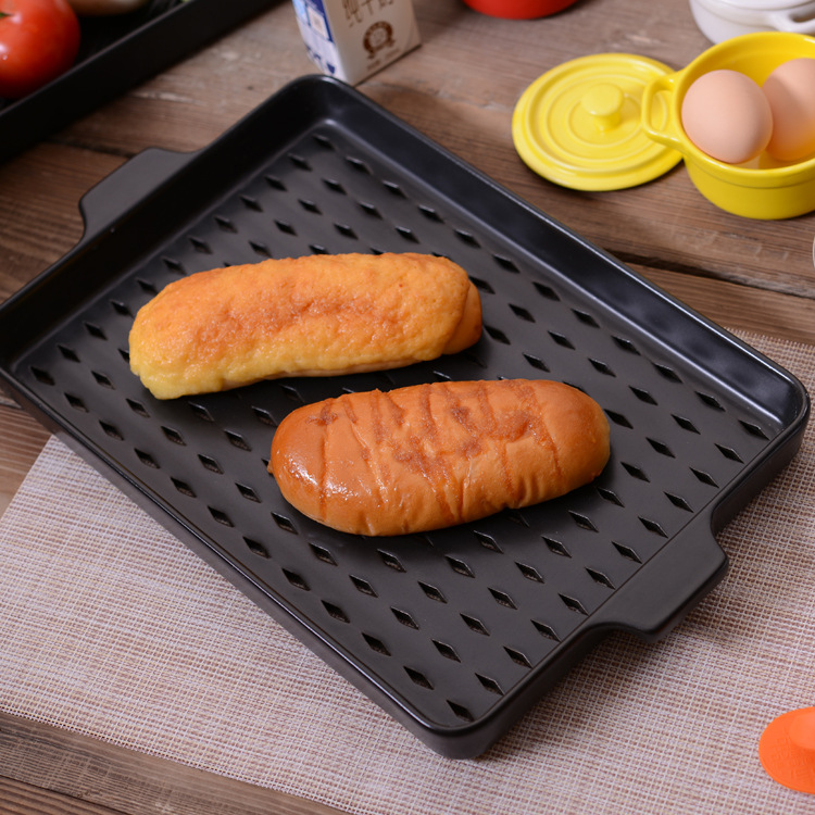 明火陶瓷烤盤 長方麵包烤盤 菱形鏤空烤盤 耐高溫工廠,批發,進口,代購