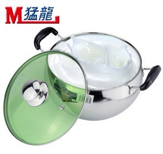 加厚無磁明珠湯鍋 玻璃蓋電磁爐通用雙耳奶鍋20cm 不銹鋼鍋具工廠,批發,進口,代購