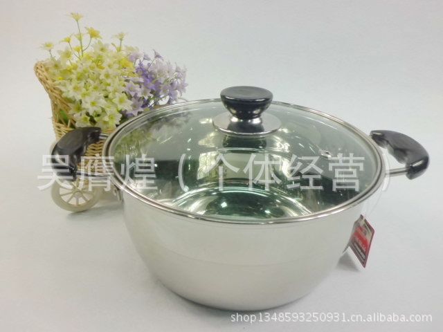 韓式湯鍋  不銹鋼鍋  禮品贈品湯鍋  雙耳湯鍋  16cm玻璃蓋湯鍋工廠,批發,進口,代購