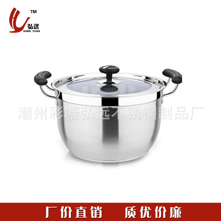 【廠傢直銷】彩塘不銹鋼湯鍋韓式 復底韓式鍋湯鍋 優質貨源22cm工廠,批發,進口,代購