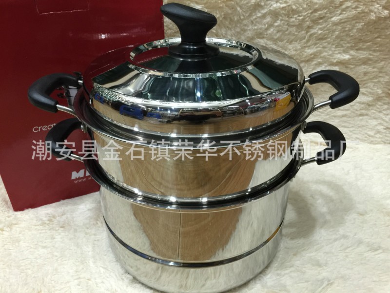 潮州廠傢直銷正品不銹鋼二層蒸鍋鋼蓋多用蒸湯鍋加厚特價禮品贈品工廠,批發,進口,代購