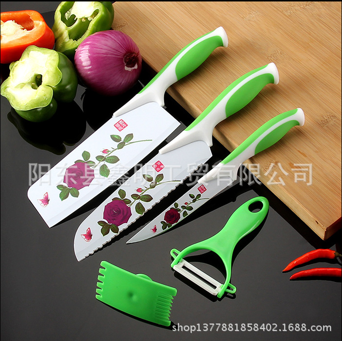 百年薔薇升級版五件套刀 韓式薔薇抗菌印花刀具 淘寶微商一件代發工廠,批發,進口,代購