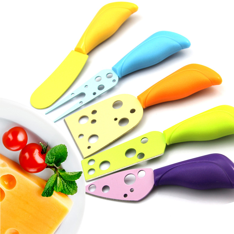 彩色柄芝士刀，膠柄奶酪刀，五彩柄披薩刀，彩色柄芝士套刀工廠,批發,進口,代購