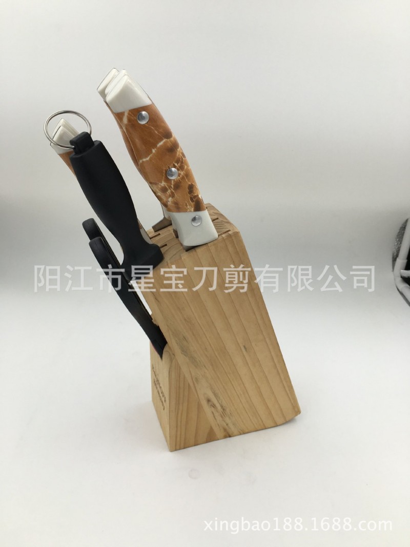 新品熱銷 木座刀架8件套 不銹鋼刀8件套 ABS刀柄8件套工廠,批發,進口,代購