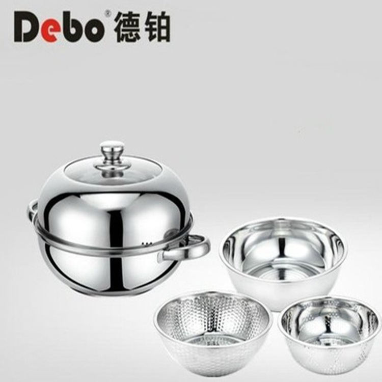 德國品質 廚房禮品/德鉑不銹鋼蒸鍋+洗米篩三件套 赫伯特DEP-128工廠,批發,進口,代購