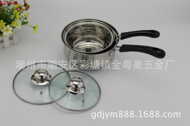 廠傢批發 加厚型不銹鋼無磁 單底單柄弧形/電磁爐奶鍋 禮品贈品工廠,批發,進口,代購