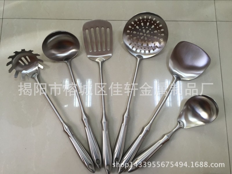 佳帆創意簡約E空心手柄不銹鋼鏟勺六件套裝 廚具餐具禮品工廠,批發,進口,代購