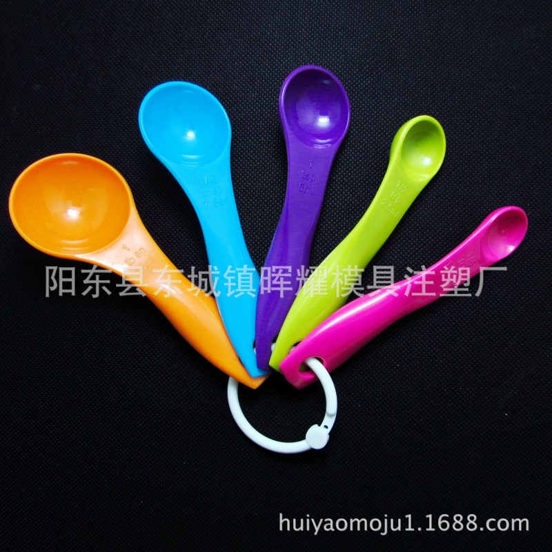 彩色量勺五件套  ABS材料量匙  TSP ML  Measuring Spoon cup工廠,批發,進口,代購