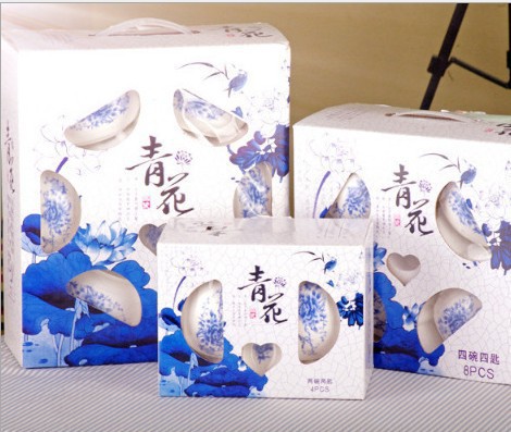 廠傢供應 青花瓷碗 陶瓷碗套裝 青花瓷碗4件套 會銷禮品青瓷碗工廠,批發,進口,代購