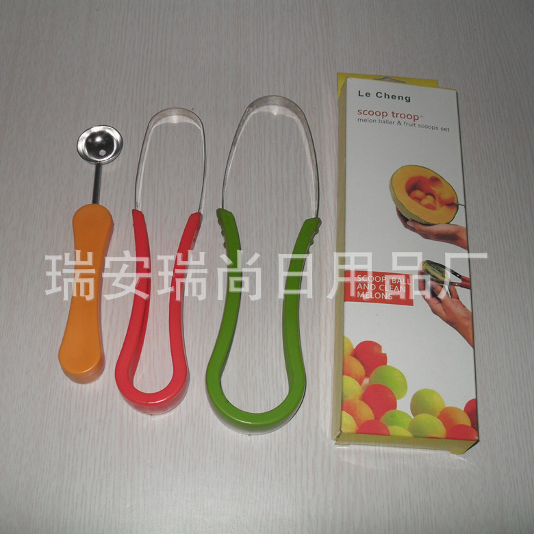 創意拼盤雕花器哈密瓜去瓤器水果挖球器挖瓤器三件套熱銷工廠,批發,進口,代購