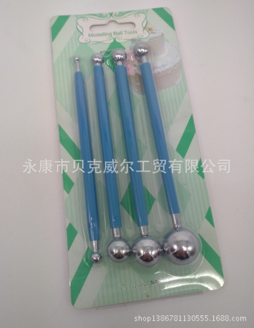 廠傢供應 烘焙4件套不銹鋼球形雕刻組丸棒 翻糖蛋糕裝飾模具工廠,批發,進口,代購