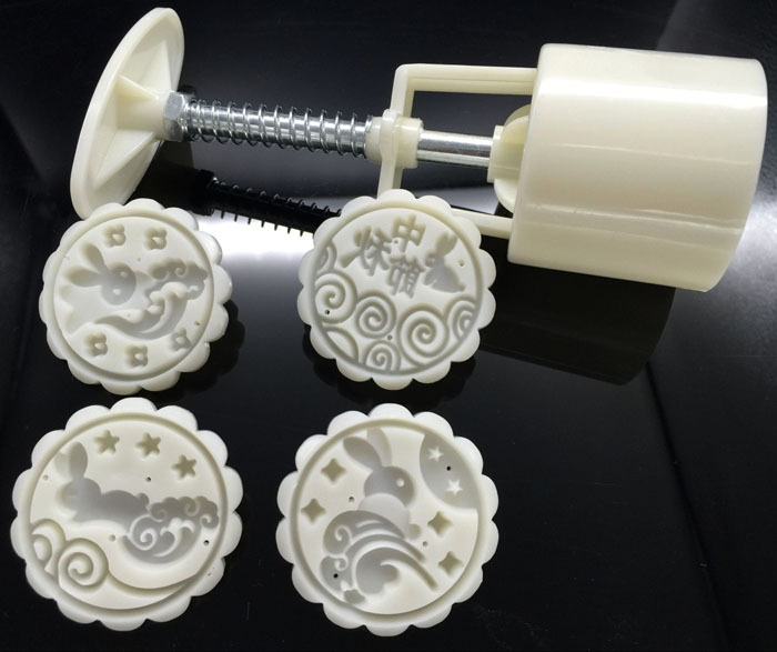 新品 50克 玉兔奔月 按壓月餅模具/月餅印 （一模具四花片）工廠,批發,進口,代購
