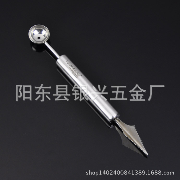 正品304不銹鋼切果器 西瓜水果刀 挖球勺器 兩用雕花刀 蔬果花刀工廠,批發,進口,代購