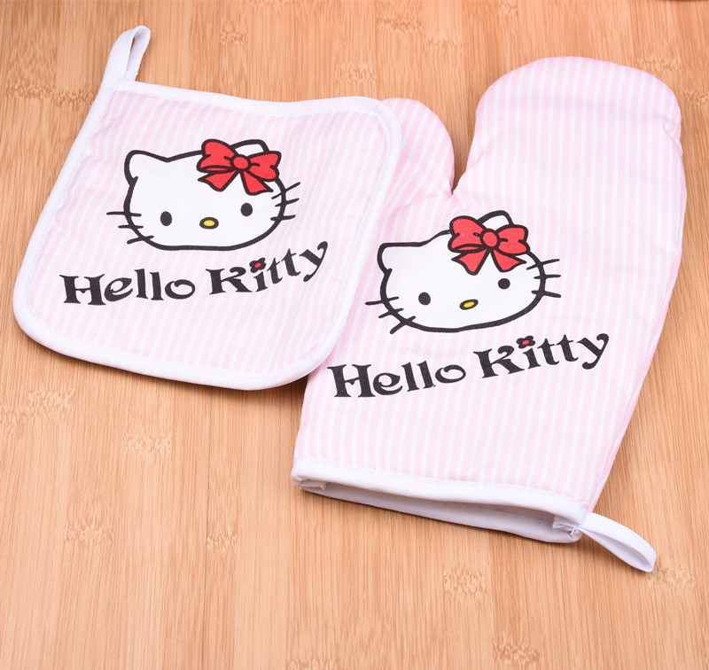 Hello kitty 微波爐手套 防燙加厚隔熱手套+隔熱墊 兩件套批發・進口・工廠・代買・代購