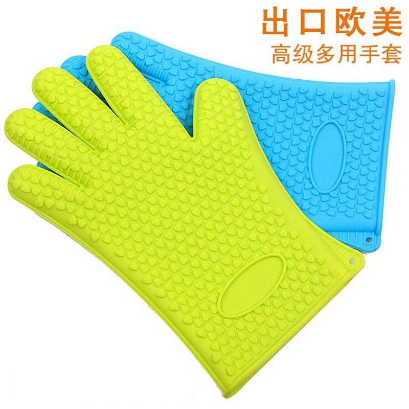 加厚隔熱防燙手套傢用防滑防水烤箱微波爐五指矽膠手套gloves178g工廠,批發,進口,代購