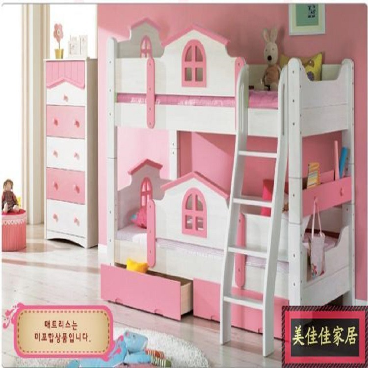 韓式實木傢具床彩色床松木兒童雙層床上下高低床子母床爬梯小屋床工廠,批發,進口,代購
