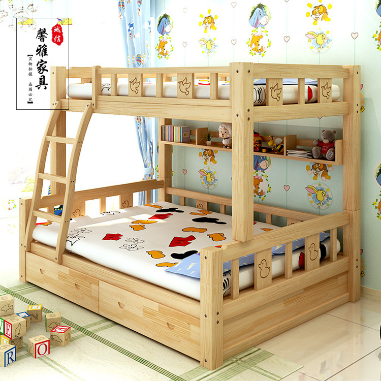 供應實木上下鋪兒童床定做 廠傢生產松木帶護欄雙層兒童床批發工廠,批發,進口,代購