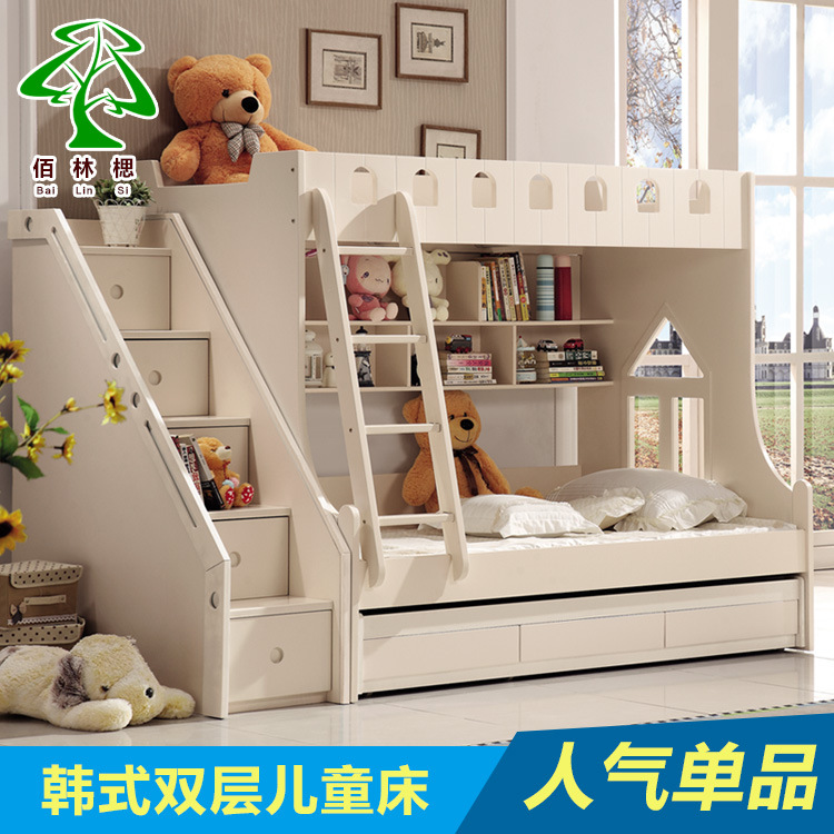韓式雙層床 子母床高低床 田園白色兒童床1.2m 王子公主床1.5米批發・進口・工廠・代買・代購