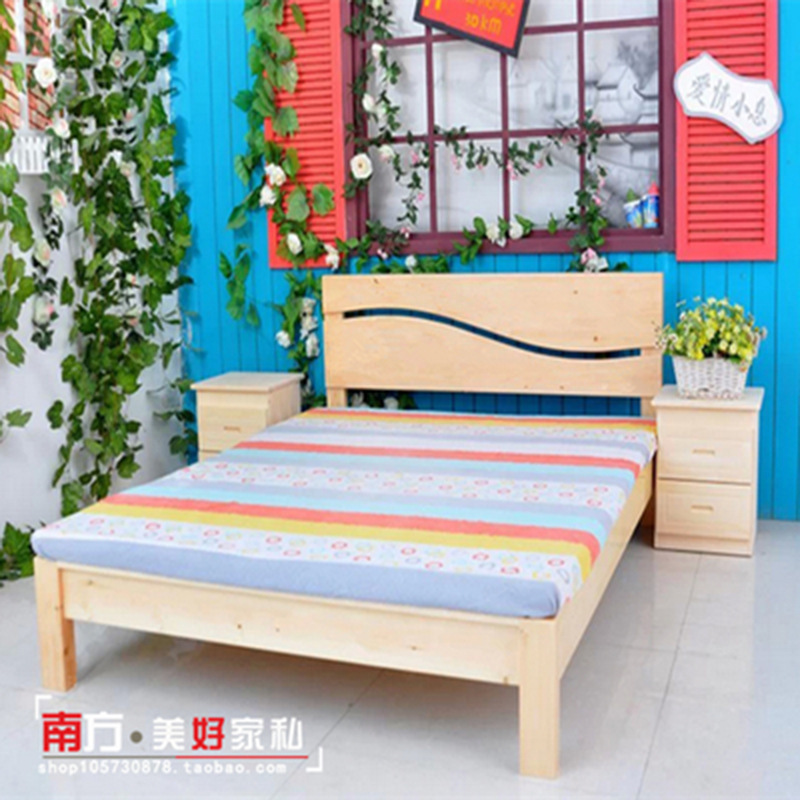 雙人床 新款環保實木兒童床 成人全松木床雙人簡易床定製批發・進口・工廠・代買・代購