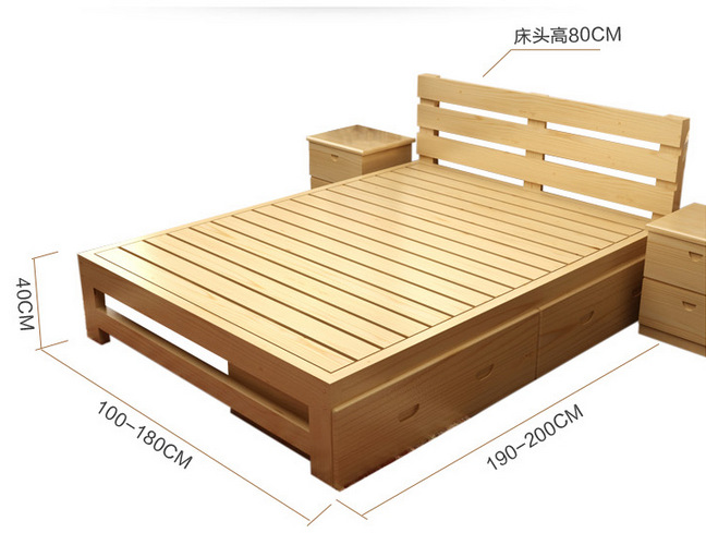 包郵實木床松木床雙人床1.2 1.5 1.8米兒童床成人單人床簡易木床批發・進口・工廠・代買・代購