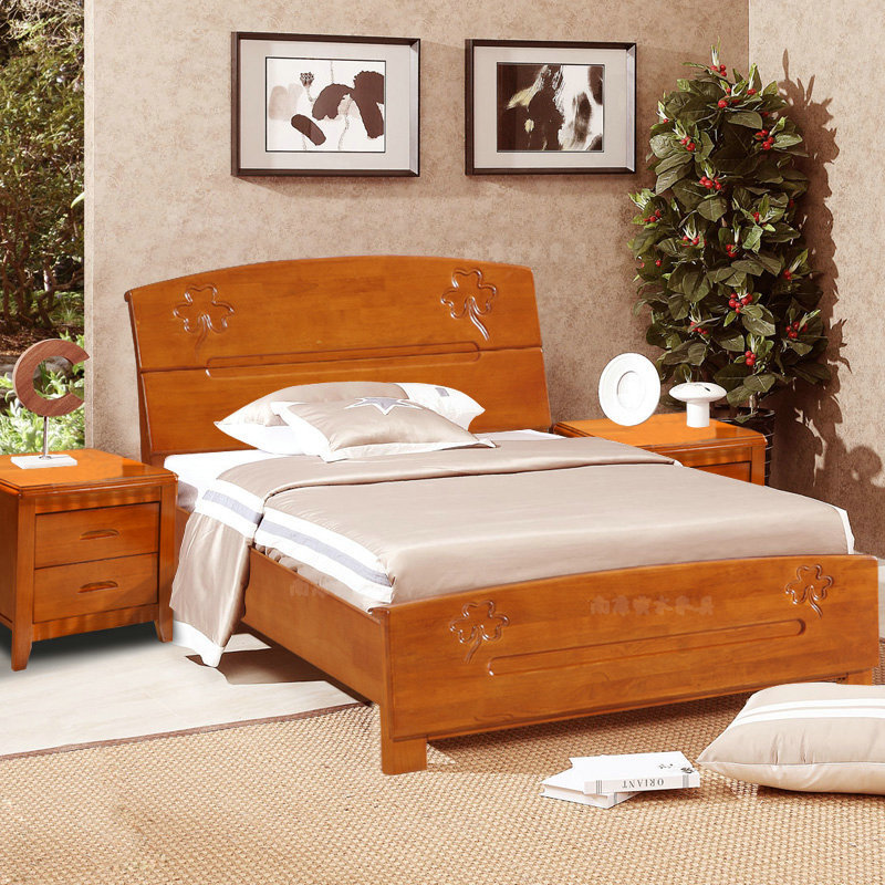 新款1.2 1.35 1.5米單人床實木橡木床兒童床傢具可配高箱簡約現代批發・進口・工廠・代買・代購