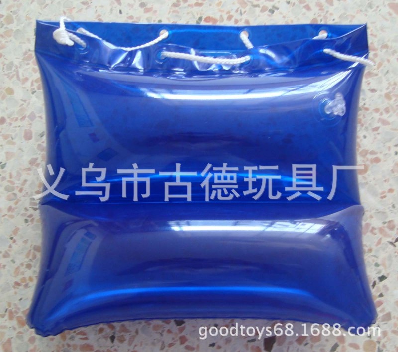 外貿定做：PVC充氣枕頭 防水充氣沙灘包 中間一壓痕 藍色充氣包批發・進口・工廠・代買・代購