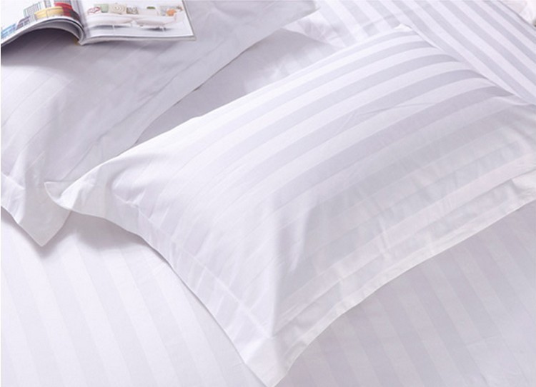 賓館酒店床上用品枕套批發 純棉3cm鍛條枕套 全棉純白色枕頭套子工廠,批發,進口,代購