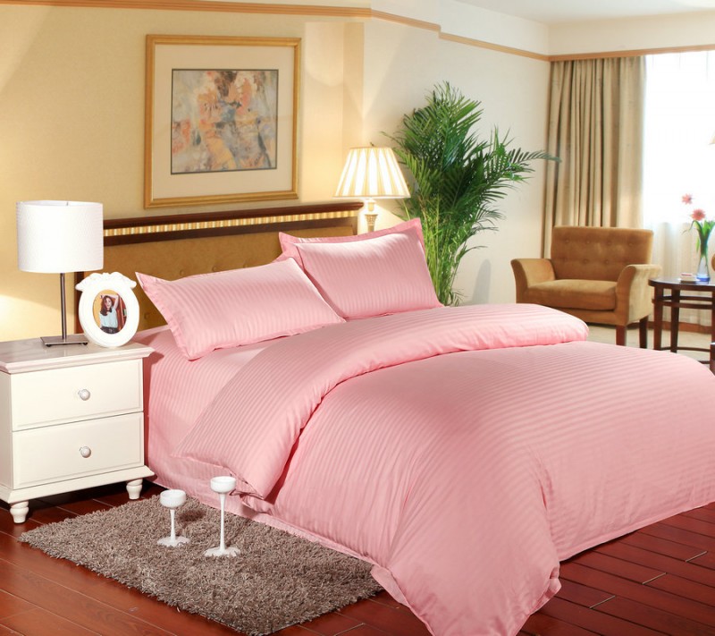 批發賓館酒店全棉緞條純色被套 被罩 可定做床單被單佈草批發・進口・工廠・代買・代購